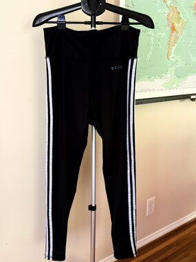 Adidas 3-Striped Black Full-Length Leggings - Size Large
